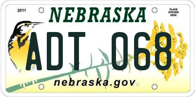 NE license plate ADT068