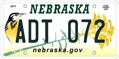 NE license plate ADT072