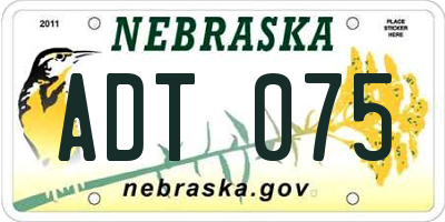 NE license plate ADT075