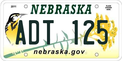 NE license plate ADT125