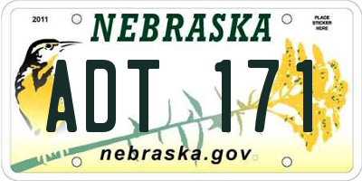 NE license plate ADT171