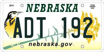 NE license plate ADT192