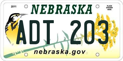 NE license plate ADT203