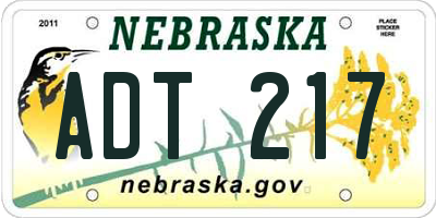 NE license plate ADT217