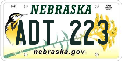 NE license plate ADT223