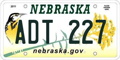 NE license plate ADT227