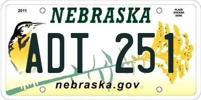 NE license plate ADT251