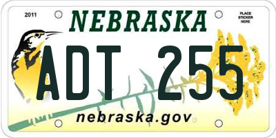 NE license plate ADT255