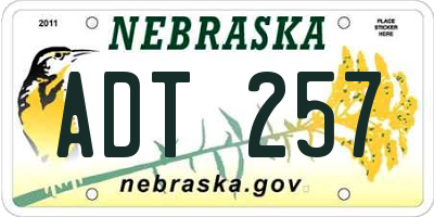 NE license plate ADT257