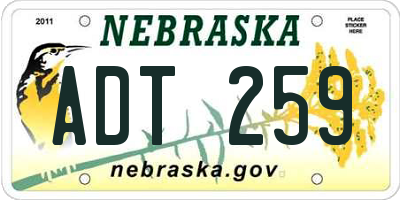 NE license plate ADT259