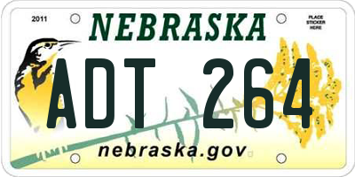 NE license plate ADT264