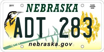 NE license plate ADT283