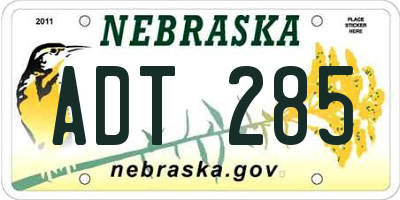 NE license plate ADT285