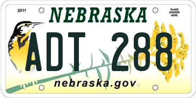 NE license plate ADT288