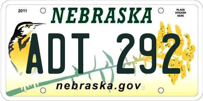 NE license plate ADT292