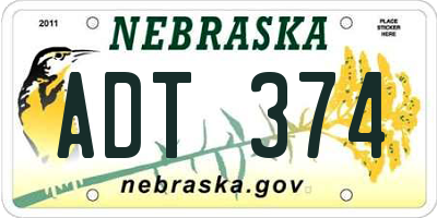 NE license plate ADT374