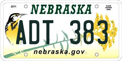 NE license plate ADT383