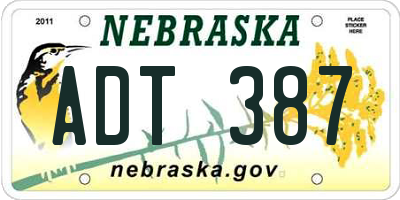 NE license plate ADT387