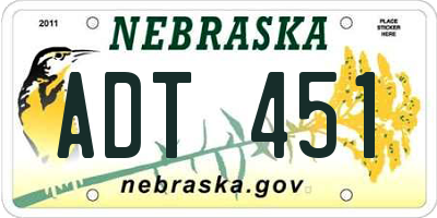 NE license plate ADT451