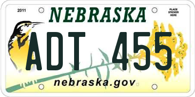 NE license plate ADT455