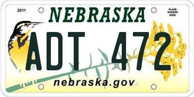 NE license plate ADT472