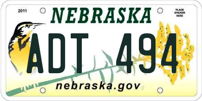 NE license plate ADT494
