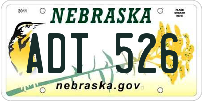 NE license plate ADT526