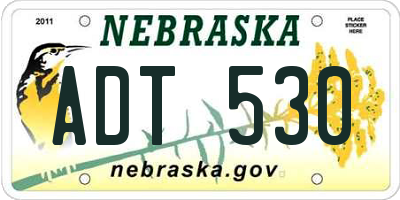 NE license plate ADT530