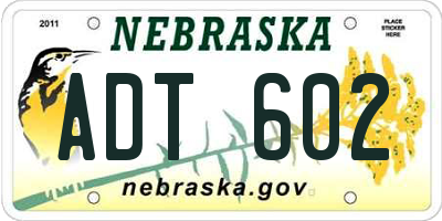 NE license plate ADT602