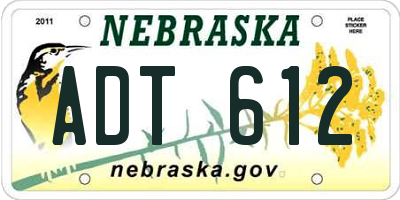 NE license plate ADT612
