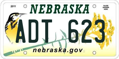 NE license plate ADT623