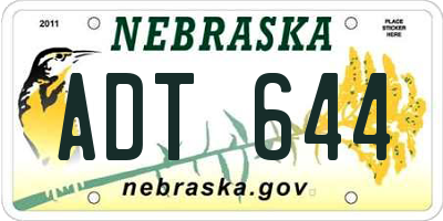 NE license plate ADT644