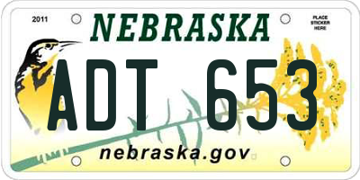 NE license plate ADT653