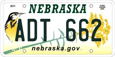 NE license plate ADT662