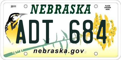 NE license plate ADT684