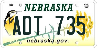 NE license plate ADT735