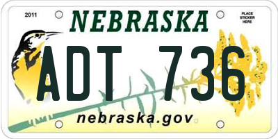 NE license plate ADT736