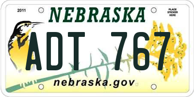 NE license plate ADT767
