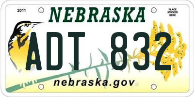 NE license plate ADT832