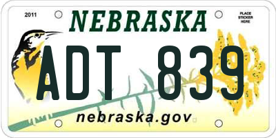 NE license plate ADT839