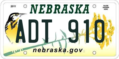 NE license plate ADT910