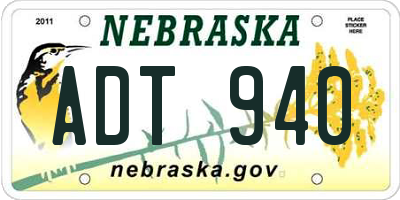 NE license plate ADT940