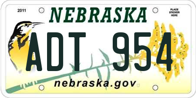 NE license plate ADT954