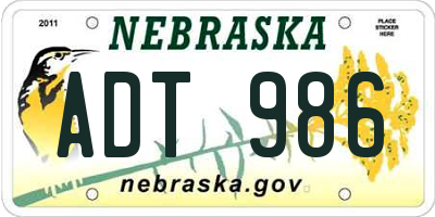 NE license plate ADT986