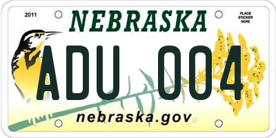 NE license plate ADU004