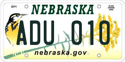 NE license plate ADU010