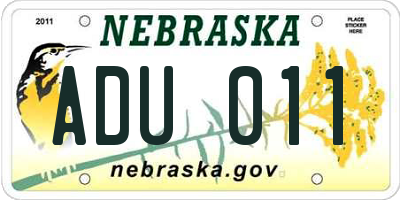 NE license plate ADU011