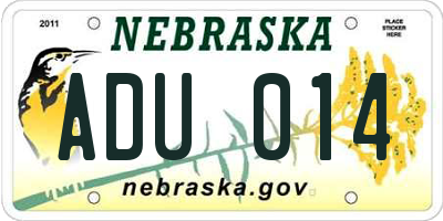 NE license plate ADU014