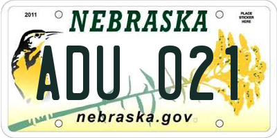 NE license plate ADU021