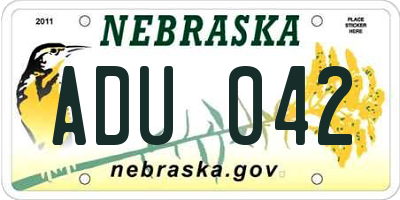 NE license plate ADU042